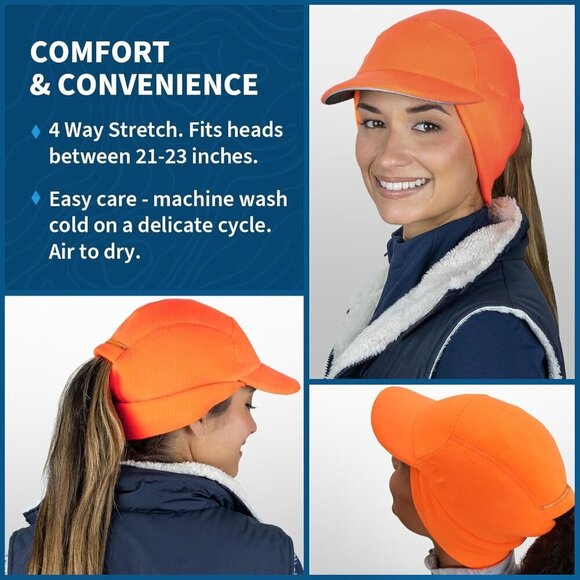 Women\'s Hunter Orange Trailblazer Reflective Fleece Ponytail Hole Winter Hats main image 4